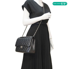 Load image into Gallery viewer, CHANEL Classic Double Flap Leather Shoulder Bag Black
