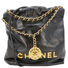 Load image into Gallery viewer, CHANEL Pearl 22 Shiny Crumpled Leather Crossbody Bag Black
