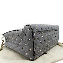 Load image into Gallery viewer, VALENTINO Rockstud Spike Quilted Leather Tote Crossbody Bag Grey
