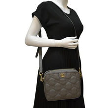 Load image into Gallery viewer, GUCCI GG Matelasse Small Leather Crossbody Bag Dusty Grey 702234
