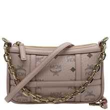 Load image into Gallery viewer, MCM Delmy Visetos Monogram Canvas  Leather Shoulder Bag Pink
