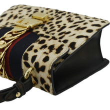 Load image into Gallery viewer, GUCCI Leopard Print Sylvie Mini Calf Hair Top Handle Shoulder Bag Beige 470270
