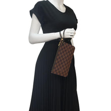 Load image into Gallery viewer, LOUIS VUITTON  Neverfull Damier Ebene Pochette Wristlet Pouch Brown
