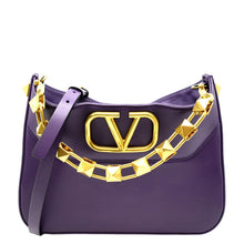 Load image into Gallery viewer, VALENTINO Stud Sign VLOGO Leather Shoulder Bag Wisteria
