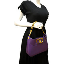 Load image into Gallery viewer, VALENTINO Stud Sign VLOGO Leather Shoulder Bag Wisteria
