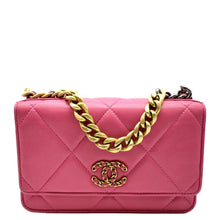 Load image into Gallery viewer, CHANEL19 CC WOC Quilted Leather Wallet On Chain Crossbody Bag Pink
