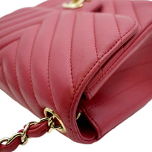 Load image into Gallery viewer, CHANEL Mini Flap Quilted Chevron Leather Crossbody Bag Red
