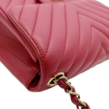 Load image into Gallery viewer, CHANEL Mini Flap Quilted Chevron Leather Crossbody Bag Red
