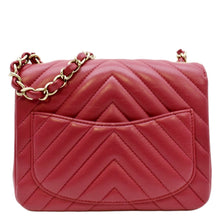 Load image into Gallery viewer, CHANEL Mini Flap Quilted Chevron Leather Crossbody Bag Red
