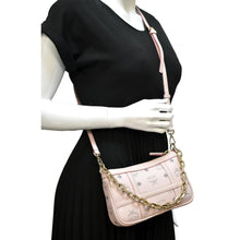 Load image into Gallery viewer, MCM Delmy Visetos Monogram Canvas  Leather Shoulder Bag Pink
