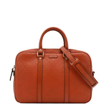 Load image into Gallery viewer, GUCCI Diamante Bright Leather Briefcase Travel Bag Orange 344357
