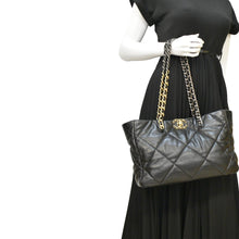 Load image into Gallery viewer, CHANEL 19 East West Quilted Leather Shopping Tote Bag Black
