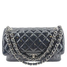 Load image into Gallery viewer, CHANEL Classic Double Flap Quilted Patent Leather Shoulder Bag Navy Blue
