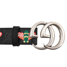 Load image into Gallery viewer, GUCCI Double G Buckle Marmont Bee Print Leather Belt Black 411516 Size 95.38
