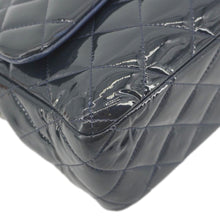 Load image into Gallery viewer, CHANEL Classic Double Flap Quilted Patent Leather Shoulder Bag Navy Blue
