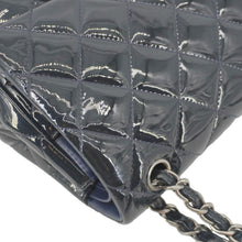 Load image into Gallery viewer, CHANEL Classic Double Flap Quilted Patent Leather Shoulder Bag Navy Blue
