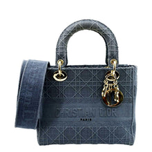 Load image into Gallery viewer, Christian Dior Lady D-Lite Canvas Crossbody Bag in denim blue color
