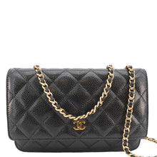 Load image into Gallery viewer, CHANEL Wallet On Chain Quilted Caviar Leather Crossbody Bag Black
