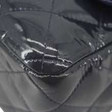 Load image into Gallery viewer, CHANEL Classic Double Flap Quilted Patent Leather Shoulder Bag Navy Blue
