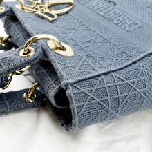 Load image into Gallery viewer, Christian Dior Lady D-Lite Canvas Crossbody Bag in denim blue color - Left Side
