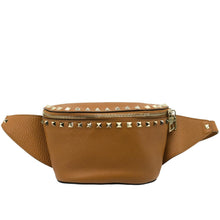 Load image into Gallery viewer, Valentino Spike Leather Belt Bag in Camel Color - Front
