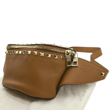 Load image into Gallery viewer, Valentino Spike Leather Belt Bag in Camel Color - Left Side
