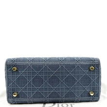 Load image into Gallery viewer, Christian Dior Lady D-Lite Canvas Crossbody Bag in denim blue color - Bottom
