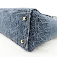 Load image into Gallery viewer, Christian Dior Lady D-Lite Canvas Crossbody Bag in denim blue color - Bottom Right
