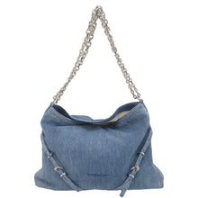 Load image into Gallery viewer, GIVENCHY Voyou Medium Denim Chain Shoulder Bag Blue
