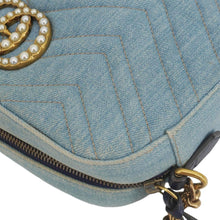 Load image into Gallery viewer, GUCCI Pearl GG Marmont Small Denim Crossbody Bag Blue 447632
