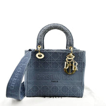 Load image into Gallery viewer, Christian Dior Lady D-Lite Canvas Crossbody Bag in denim blue color
