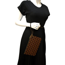 Load image into Gallery viewer, LOUIS VUITTON Neverfull Damier Ebene Pochette Wristlet Pouch Brown
