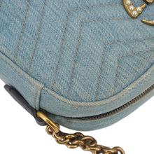 Load image into Gallery viewer, GUCCI Pearl GG Marmont Small Denim Crossbody Bag Blue 447632
