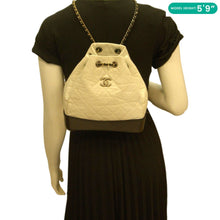Load image into Gallery viewer, CHANEL Gabrielle Small Quilted Aged Calfskin Leather Backpack Bag White
