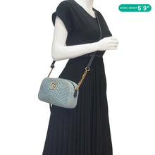 Load image into Gallery viewer, GUCCI Pearl GG Marmont Small Denim Crossbody Bag Blue 447632
