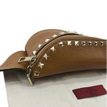 Load image into Gallery viewer, Valentino Spike Leather Belt Bag in Camel Color - Top Left
