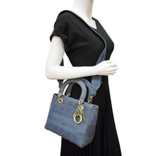 Load image into Gallery viewer, Christian Dior Lady D-Lite Canvas Crossbody Bag in denim blue color
