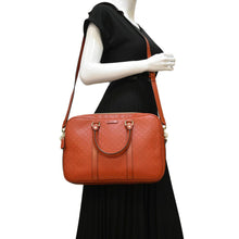 Load image into Gallery viewer, GUCCI Diamante Bright Leather Briefcase Travel Bag Orange 344357
