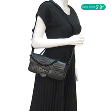 Load image into Gallery viewer, GUCCI GG Marmont Small Leather Shoulder Bag Black 734814
