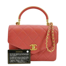 Load image into Gallery viewer, CHANEL Top Handle Quilted Leather Shoulder Bag Red
