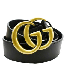 Load image into Gallery viewer, Gucci Double G Buckle Leather Belt Size 80.32 Black - Front
