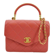 Load image into Gallery viewer, CHANEL Top Handle Quilted Leather Shoulder Bag Red
