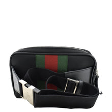 Load image into Gallery viewer, Gucci Web Monogram Canvas Slim Belt Bag in Black
