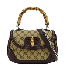 Load image into Gallery viewer, GUCCI Bamboo GG Canvas Top Handle Shoulder Bag Beige 247143
