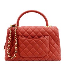 Load image into Gallery viewer, Chanel Medium Coco Leather Top Handle Shoulder Bag in Red Color Backside
