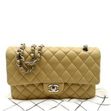 Load image into Gallery viewer, CHANEL Classic Medium Double Flap Quilted Leather Shoulder Bag Beige
