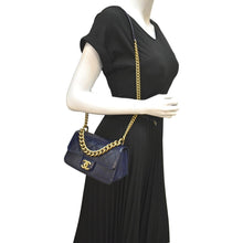 Load image into Gallery viewer, CHANEL Chain Handle CC Flap Quilted Leather Shoulder Bag Blue
