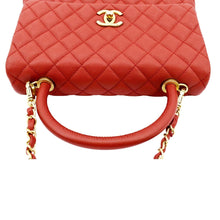 Load image into Gallery viewer, Chanel Medium Coco Leather Top Handle Shoulder Bag in Red Color - Top 
