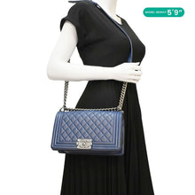 Load image into Gallery viewer, CHANEL Boy Bag Medium Quilted Leather Crossbody Bag Blue
