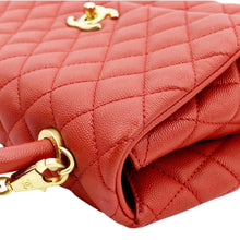 Load image into Gallery viewer, Chanel Medium Coco Leather Top Handle Shoulder Bag in Red Color
